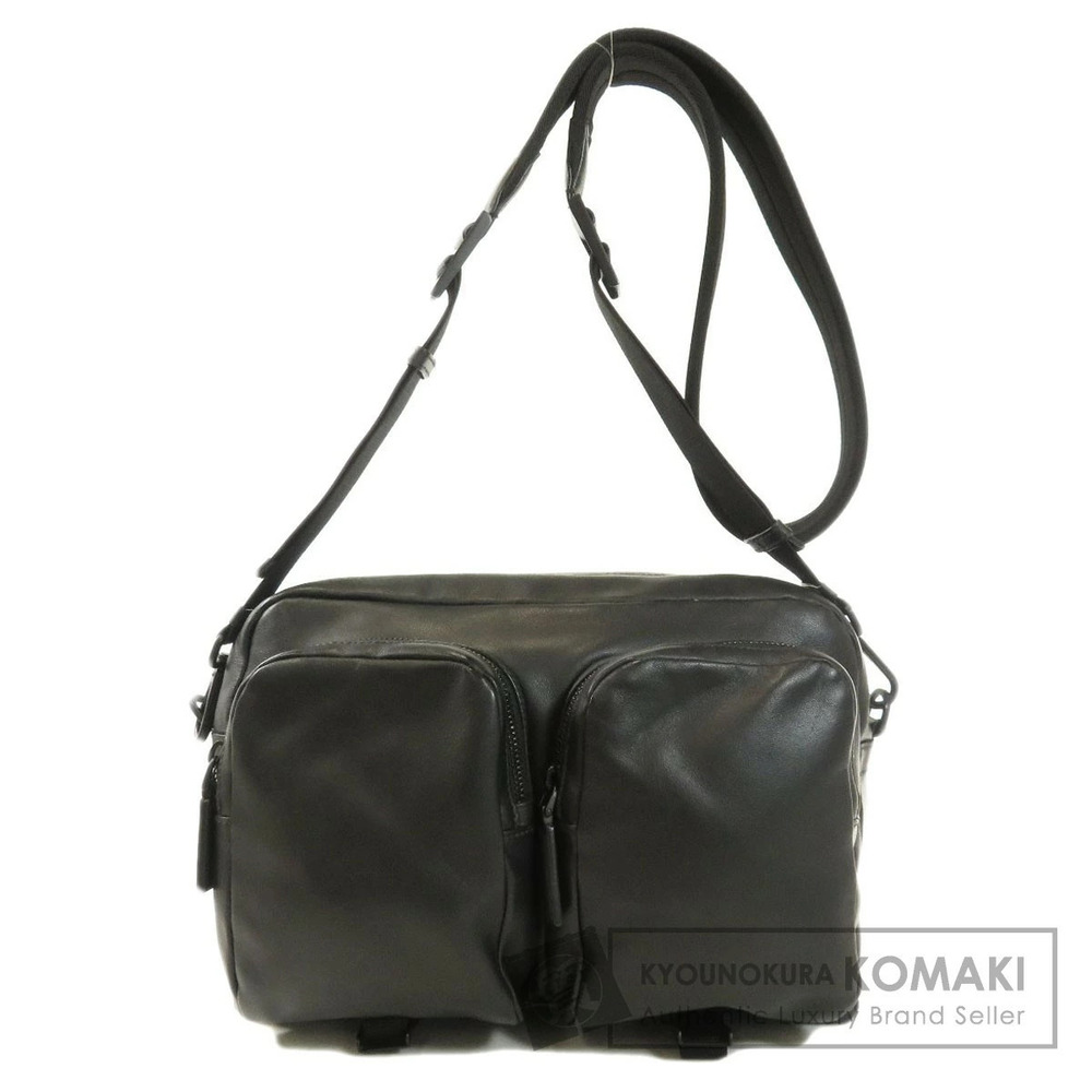 Prada logo plate shoulder bag leather